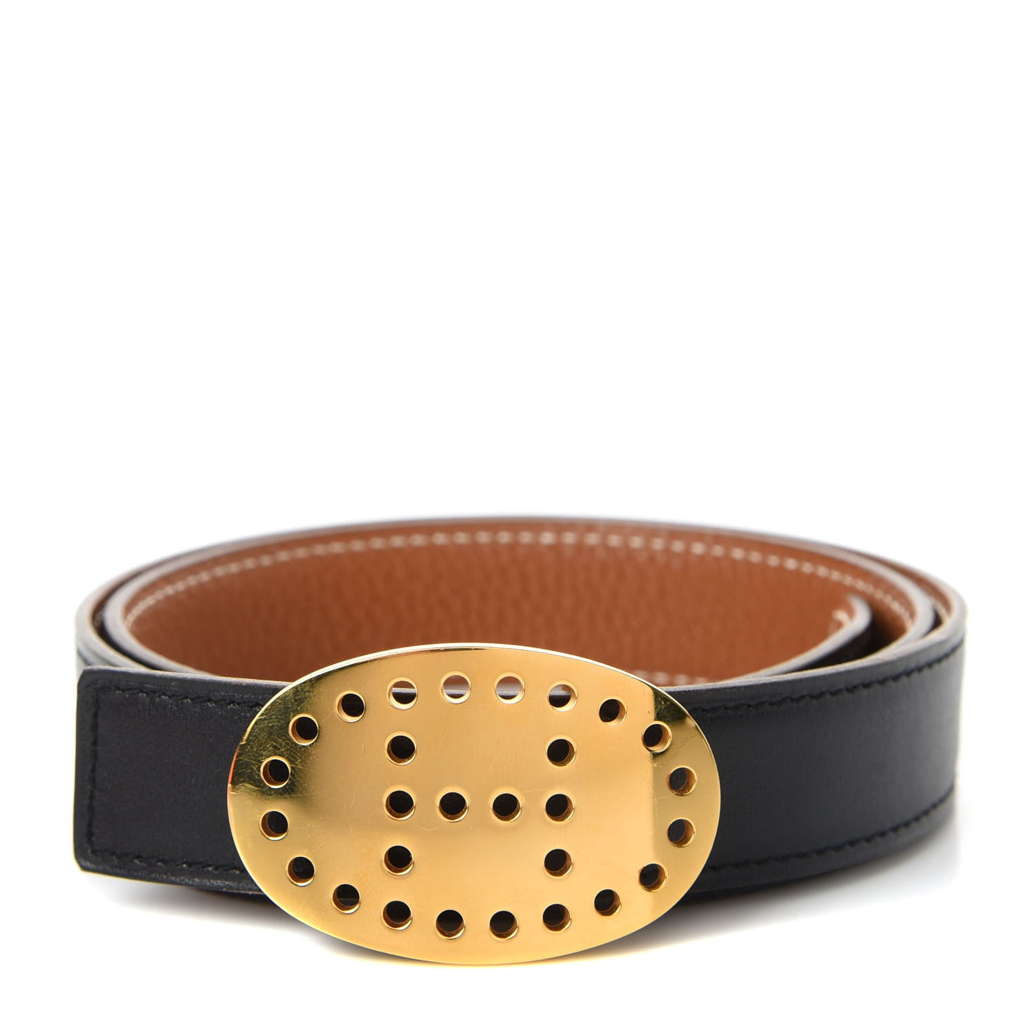 Hermes Box Togo 18mm Mirage Belt 65 Black Gold 1 of 5