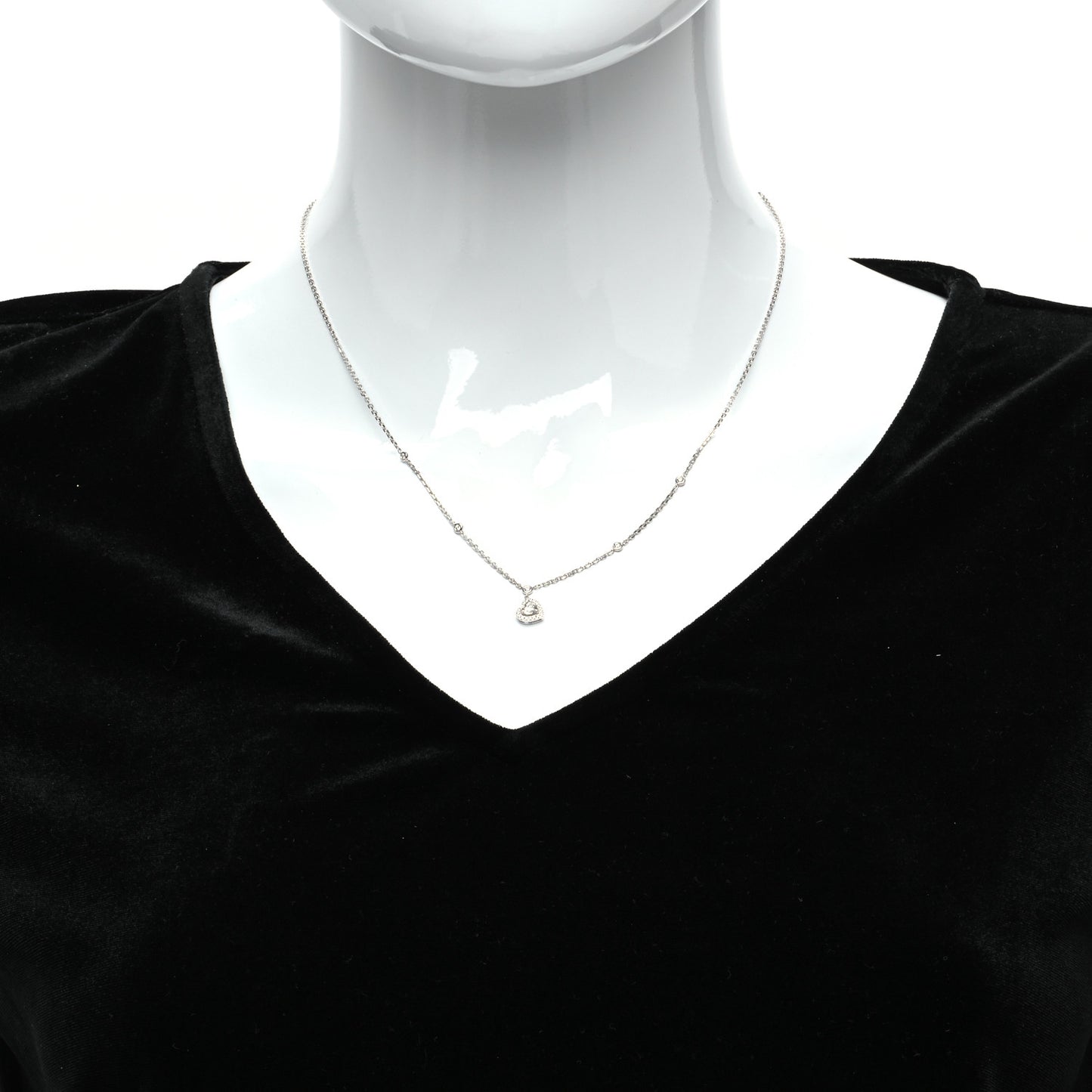 18K White Gold Diamond Joy Coeur Heart Pendant Necklace