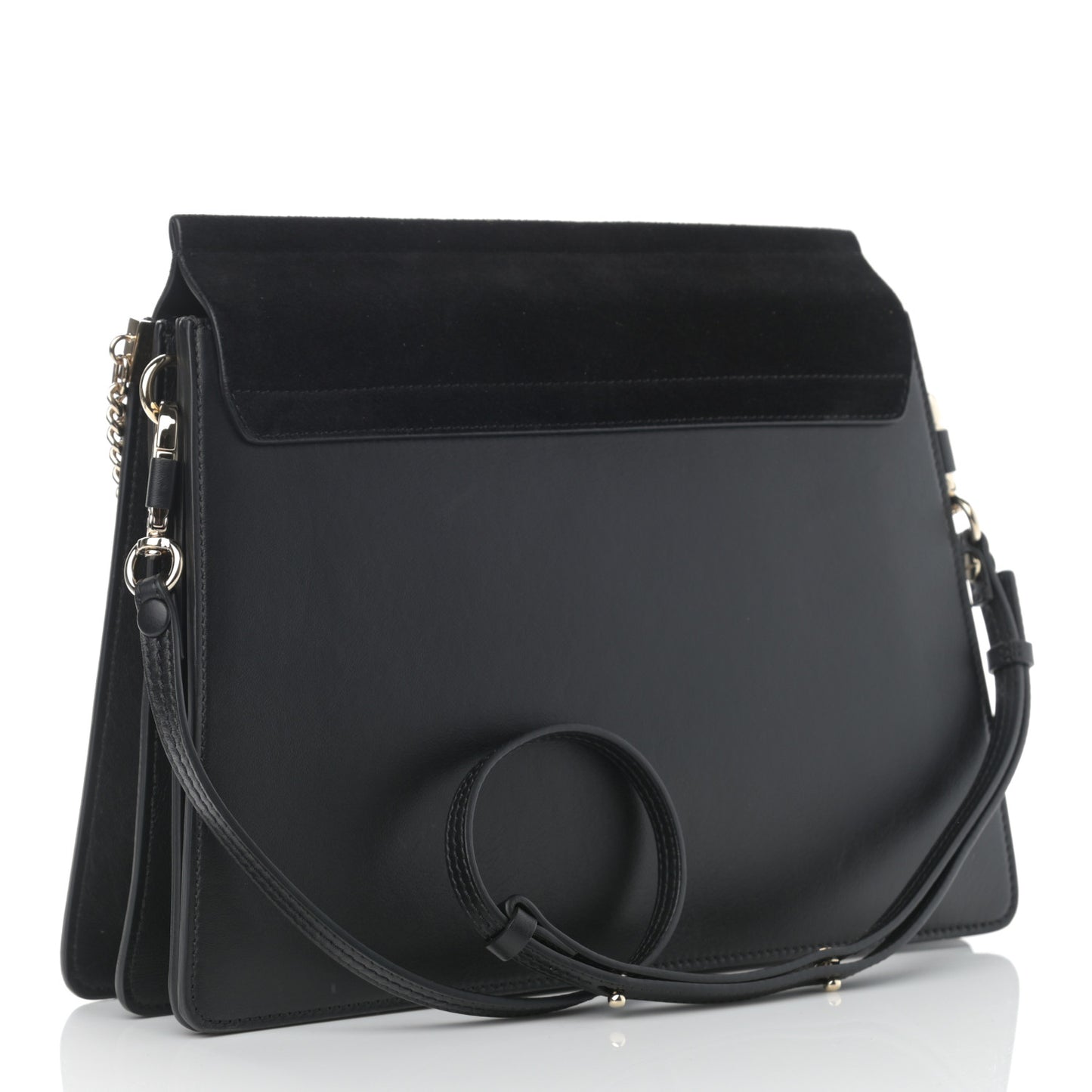 Suede Calfskin Medium Faye Shoulder Bag Black