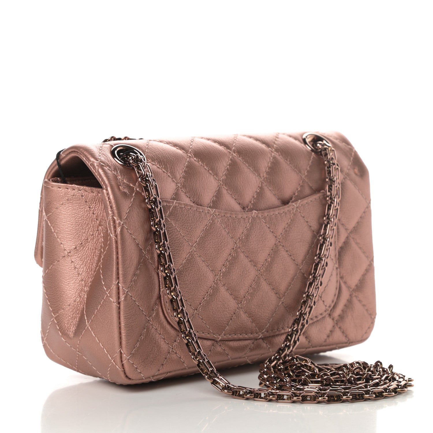 Chanel Metallic Grained Calfskin Quilted 2.55 Reissue Mini Flap Copper Pink 3 of 11