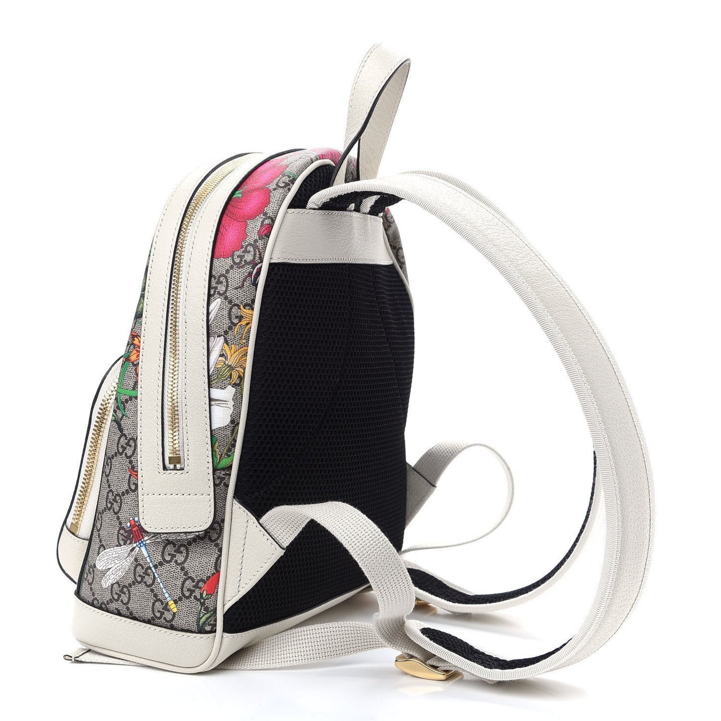 GG Supreme Monogram Flora Web Small Ophidia Day Backpack White