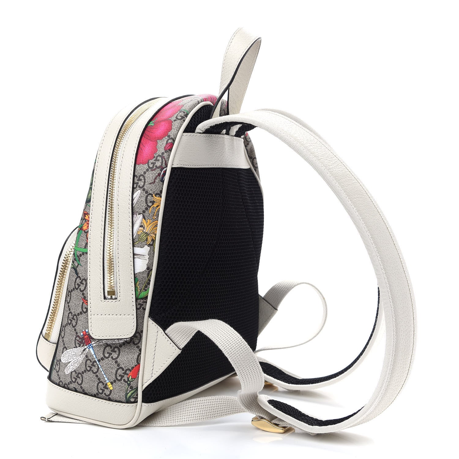 Gucci GG Supreme Monogram Flora Web Small Ophidia Day Backpack White 3 of 9
