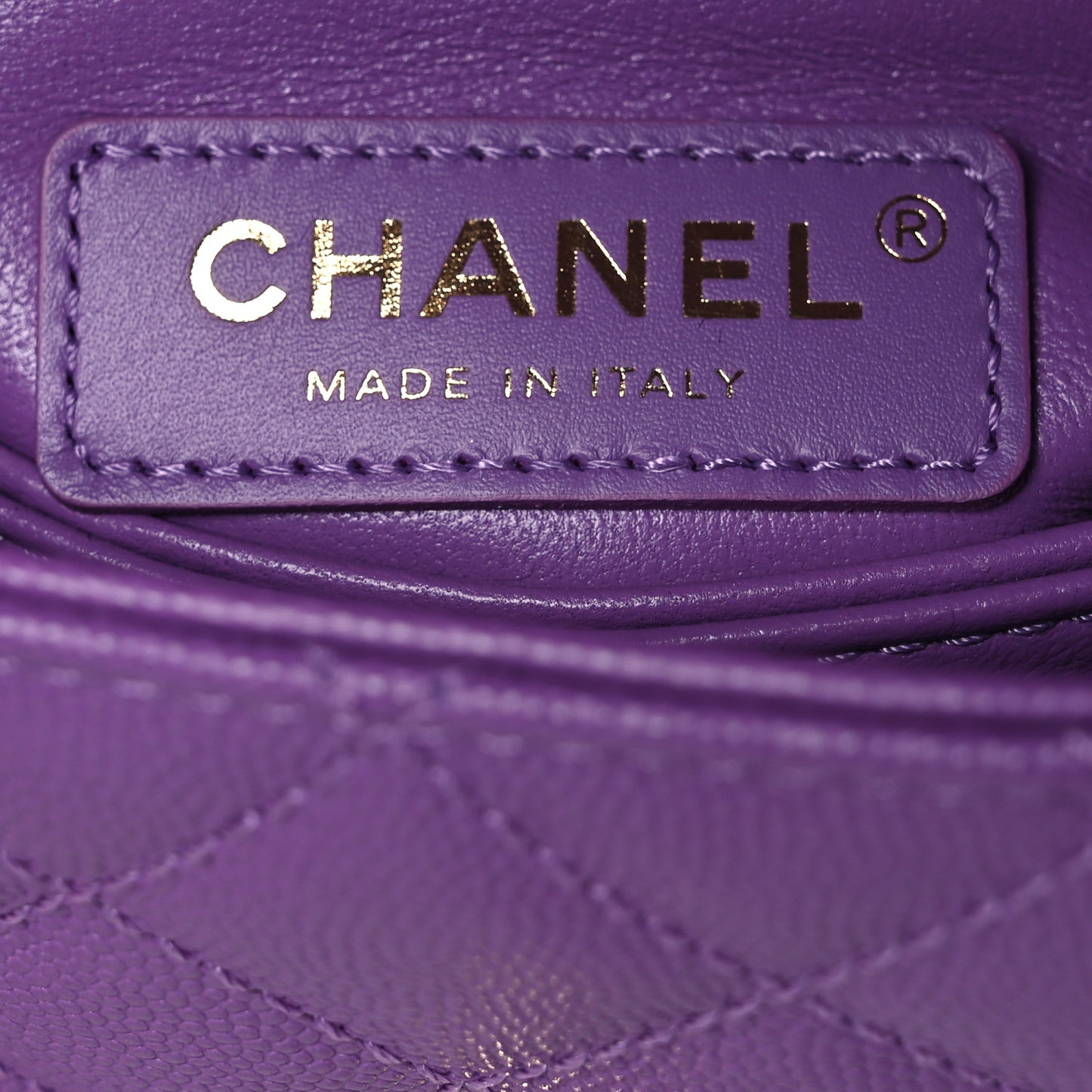 Caviar Quilted Mini Coco Handle Flap Purple