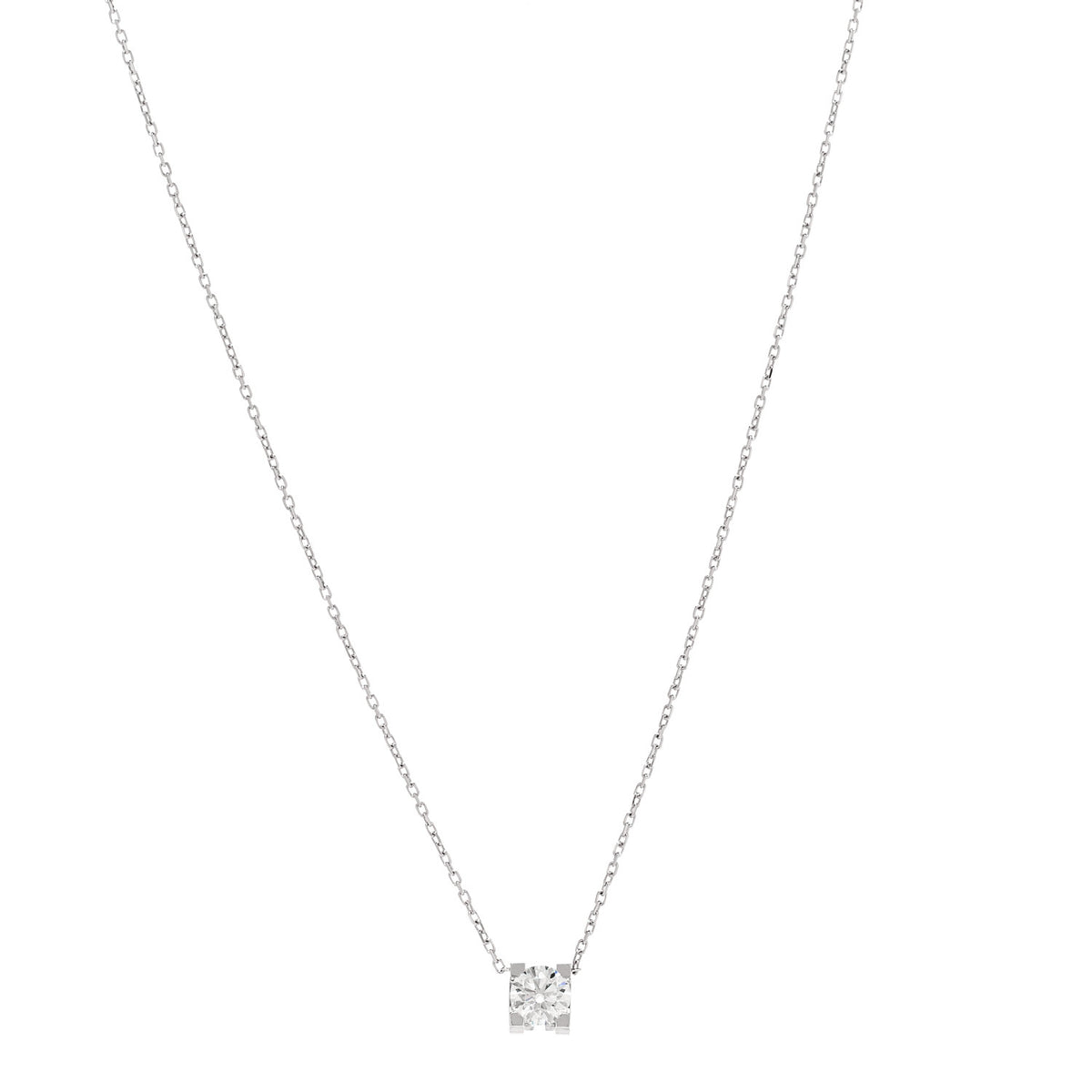 Cartier 18K White Gold Diamond .57ct Solitaire 1895 Pendant Necklace 1 of 6