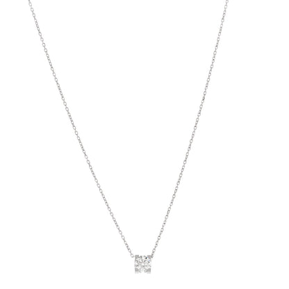 Cartier 18K White Gold Diamond .57ct Solitaire 1895 Pendant Necklace 1 of 6