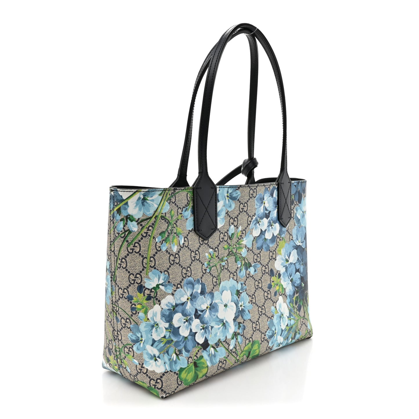 GG Supreme Monogram Blooms Small Reversible Tote Beige Blue Navy