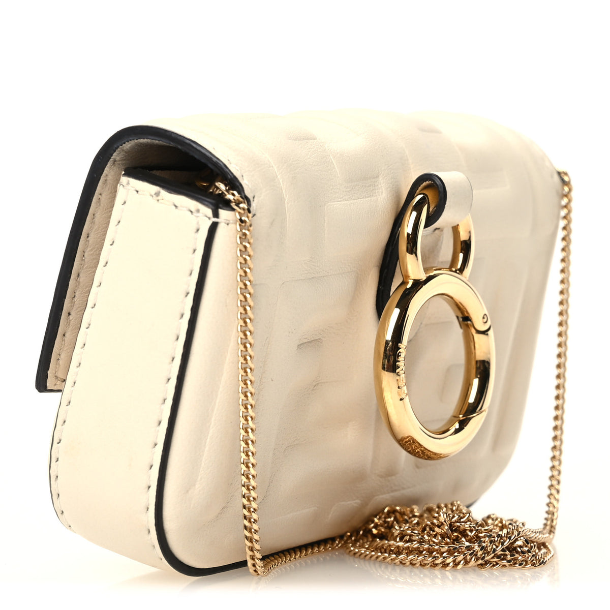 Fendi Nappa Matisse FF Embossed Nano Baguette Charm White 2 of 9