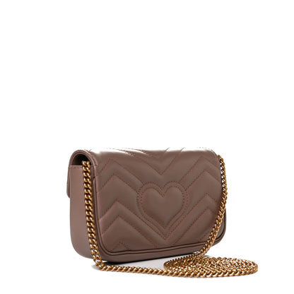 Gucci Calfskin Matelasse Super Mini GG Marmont Shoulder Bag Porcelain Rose 3 of 7