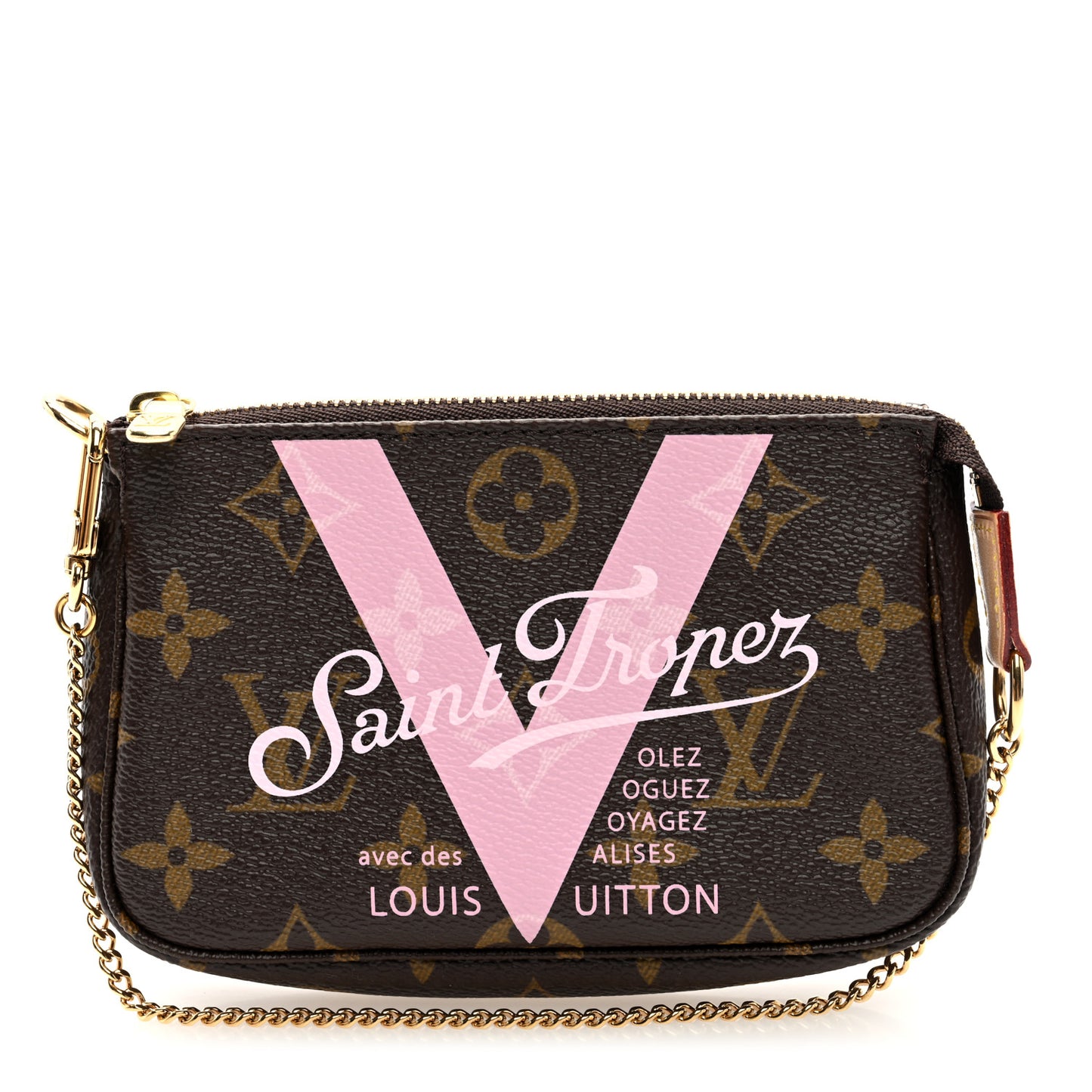 Monogram V Saint Tropez Mini Pochette Accessories Rose Ballerine