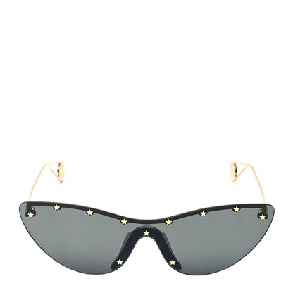 Gucci Metal Rimless Star Studded 90mm Cat Eye GG0666S Sunglasses Black Gold 2 of 7