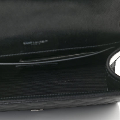 Saint Laurent Grain De Poudre Textured Mixed Matelasse Triquilt Medium Monogram Satchel Black 5 of 8