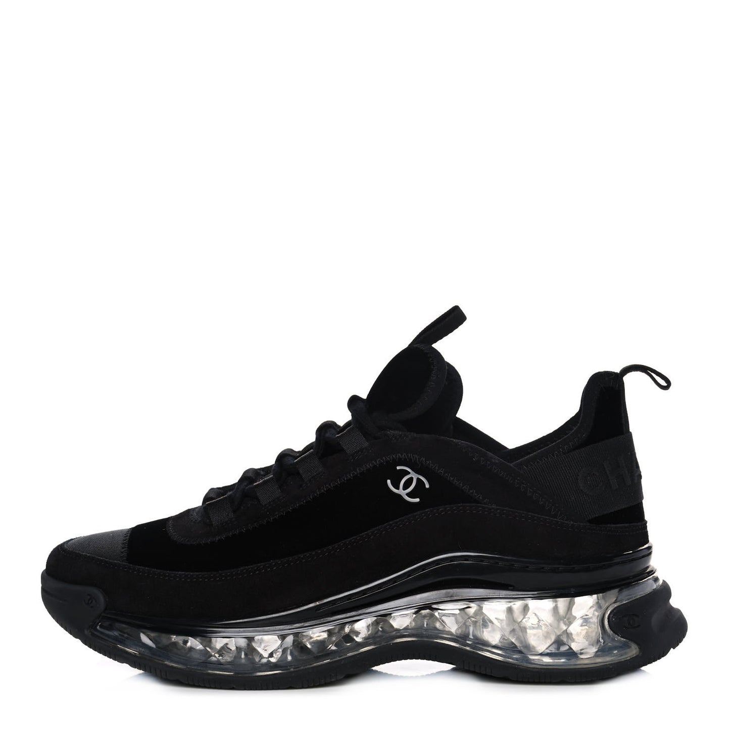 Suede Calfskin Velvet Grosgrain CC Sneakers 39 Black