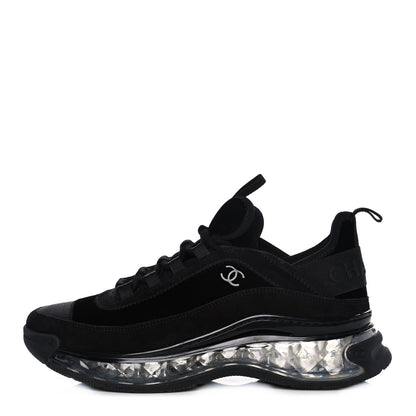 Chanel Suede Calfskin Velvet Grosgrain CC Sneakers 39 Black 1 of 9
