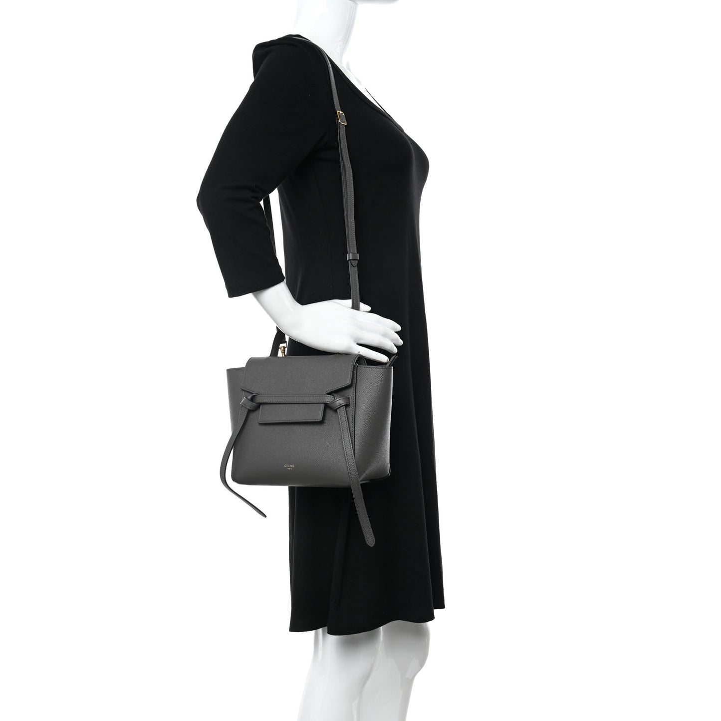 Grained Calfskin Nano Belt Bag Grey