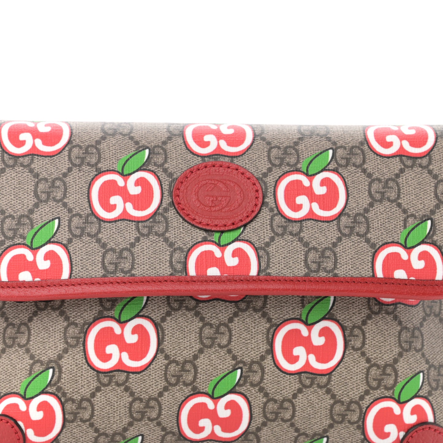 GG Supreme Monogram Apple Interlocking G Belt Bag Beige Multicolor Lobster Red
