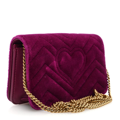 Gucci Velvet Matelasse GG Marmont Mini Bag Fuchsia Violet Cyclamen 3 of 9
