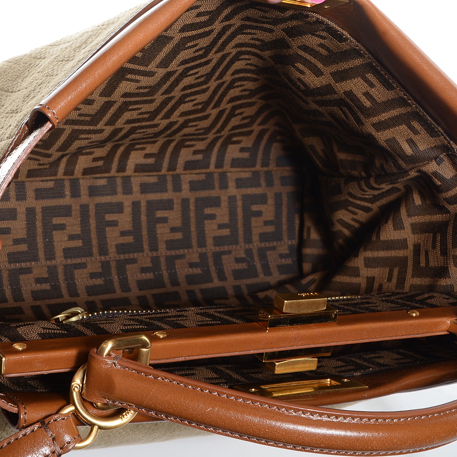 Fendi Corda Zucca Large Peekaboo Iconic Satchel Cognac 5 of 9