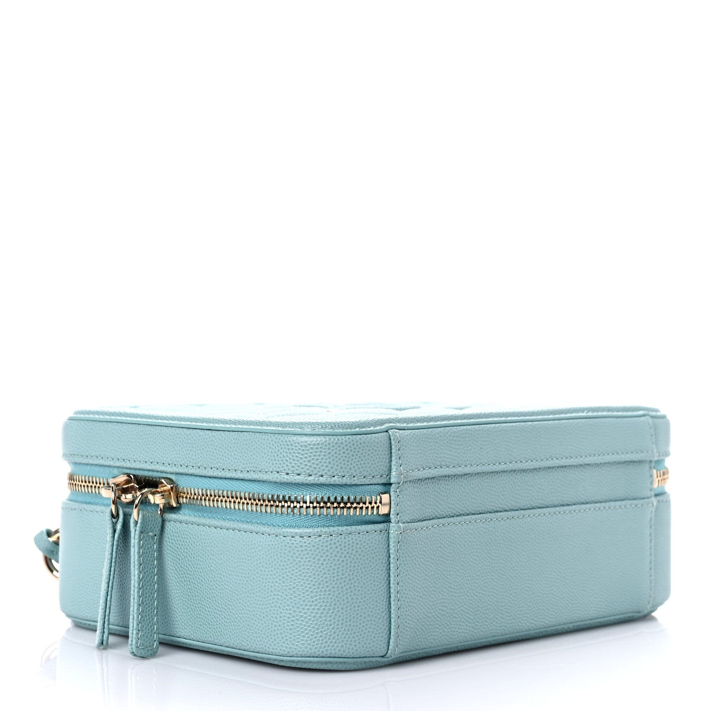 Caviar Quilted Medium CC Filigree Vanity Case Light Blue