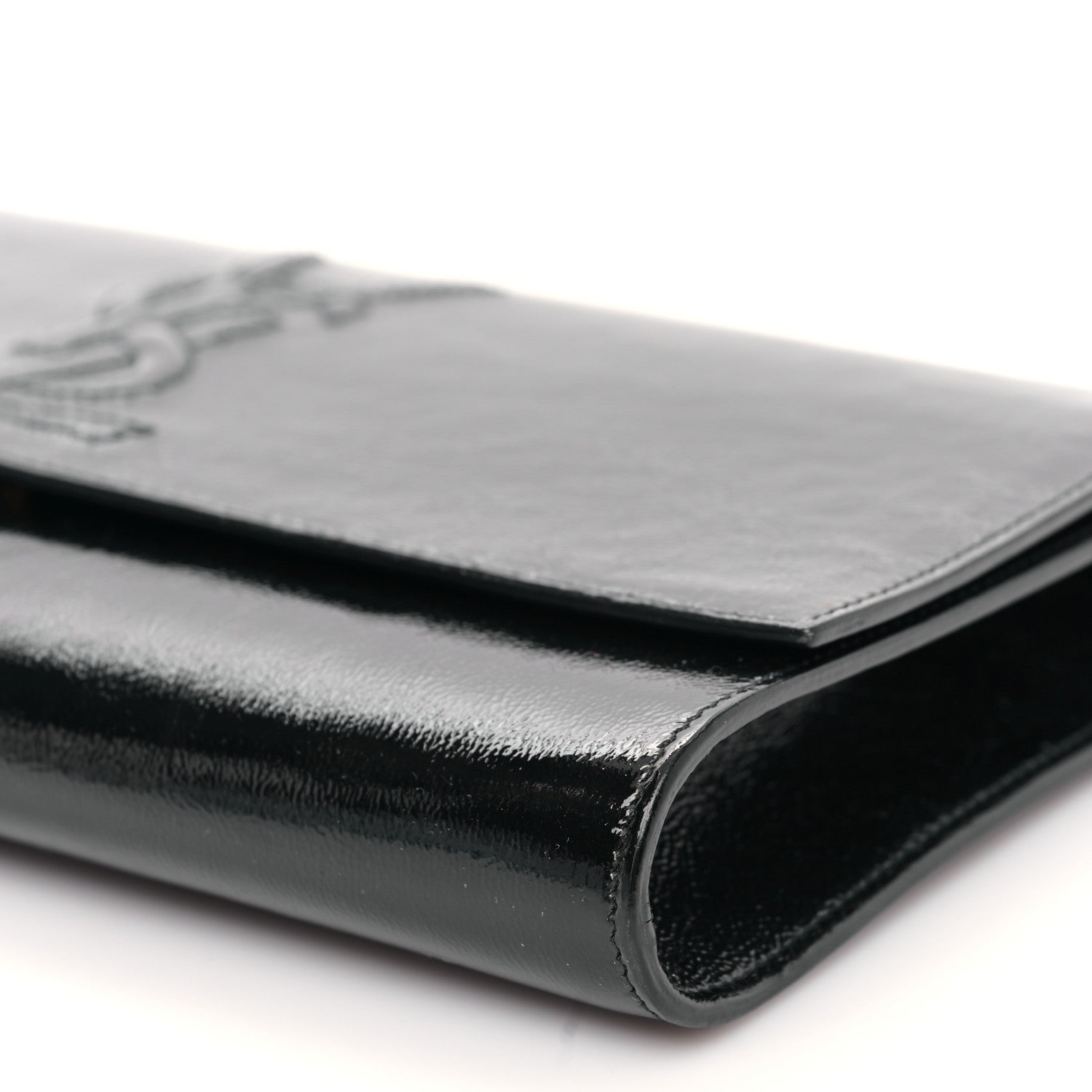 Saint Laurent Textured Patent Monogram Large Belle De Jour Clutch Black 8 of 8