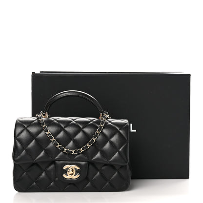 Chanel Lambskin Quilted Mini Top Handle Rectangular Flap Black 13 of 13