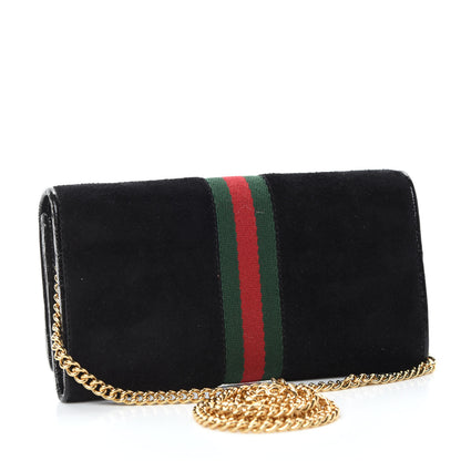 Gucci Suede Patent Web Ophidia Wallet On Chain Black 3 of 10
