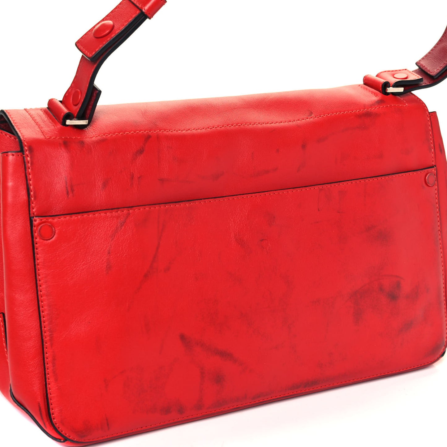 Calfskin Double Sided PS Courier Bag Red