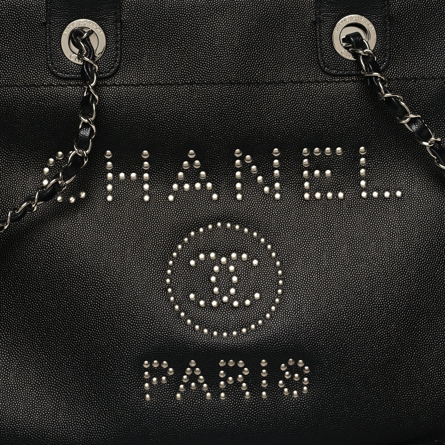 Caviar Small Studded Deauville Tote Black