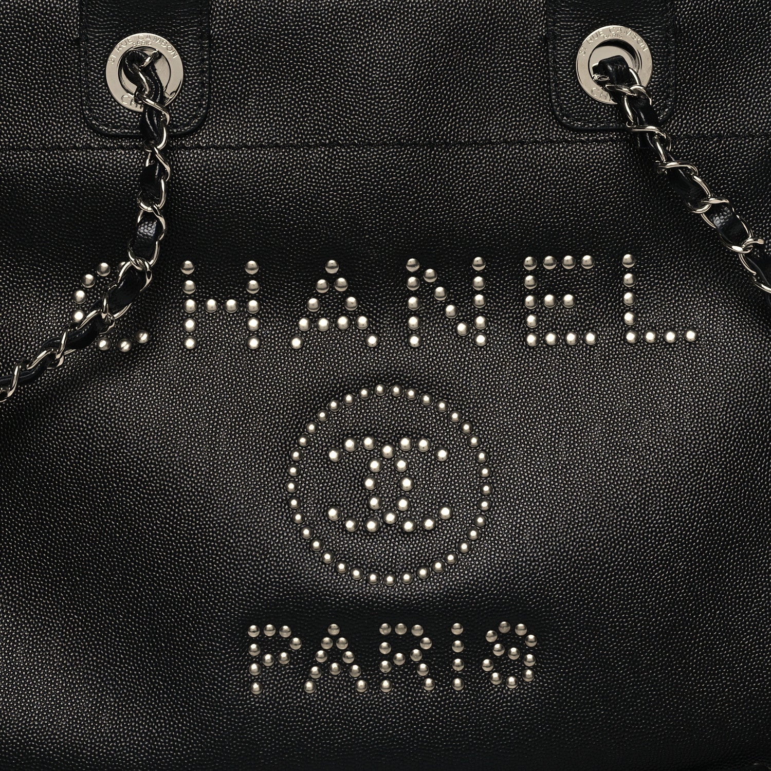 Chanel Caviar Small Studded Deauville Tote Black 8 of 10