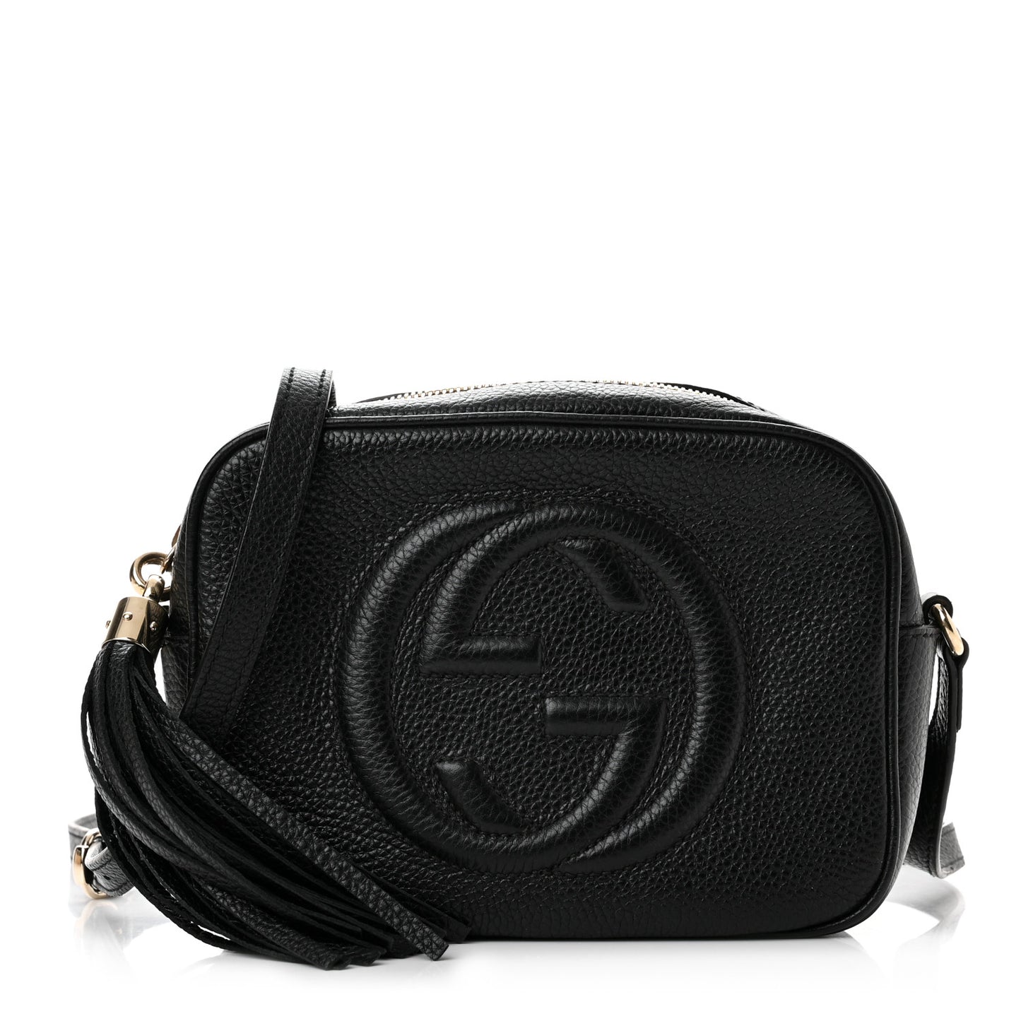 Pebbled Calfskin Small Soho Disco Bag Black