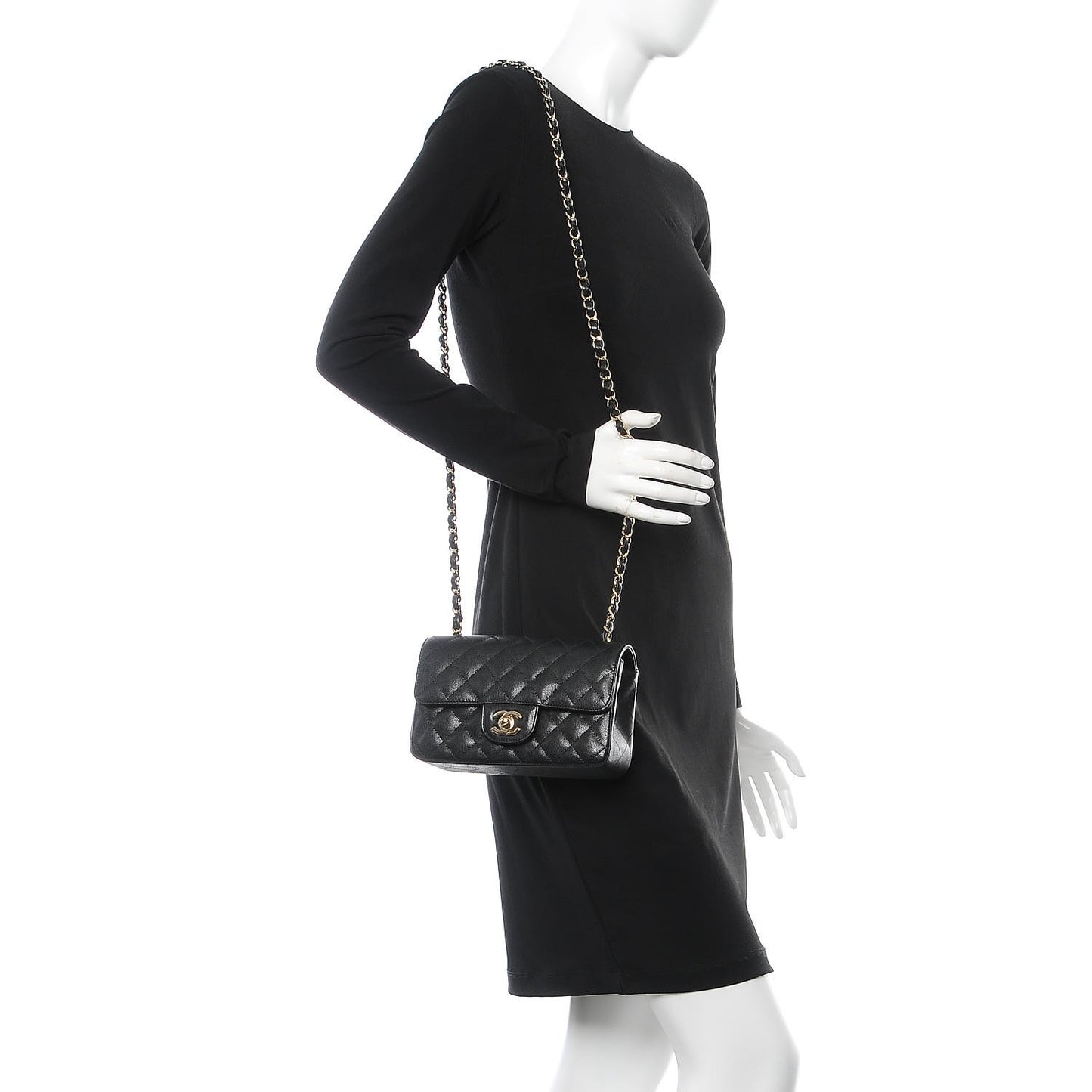Caviar Quilted Mini Rectangular Flap Black