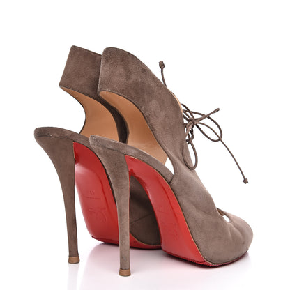 Christian Louboutin Suede Allegra 120 Peep Toe Pump 41 Lichen 4 of 10