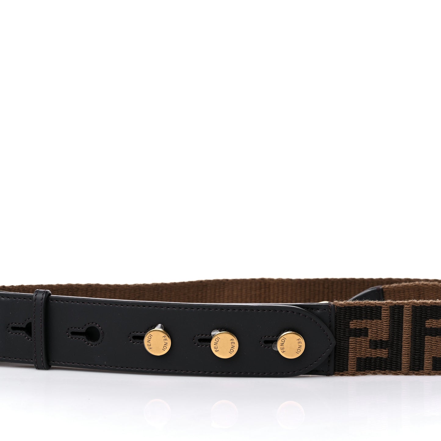 Ribbon Vitello Century FF 1974 Flat Studded Strap You Fango Marrone Ebano
