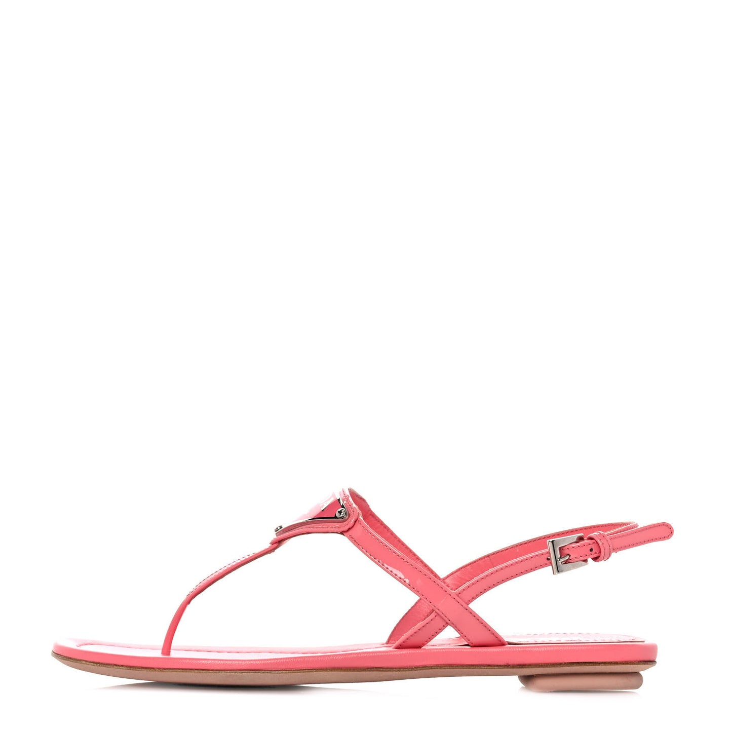 Vernice Metal Triangle Logo Slingback Flat Thong Sandals 35 Petalo