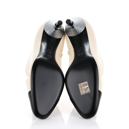 Chanel Calfskin Cap Toe Short Boots 36 White Black 5 of 9