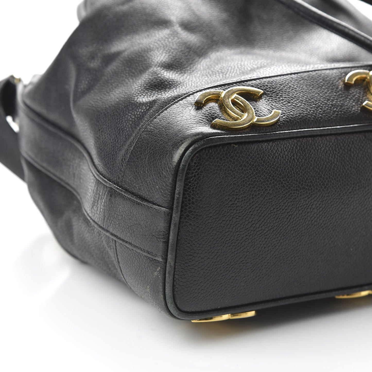 Caviar CC Drawstring Shoulder Bag Black