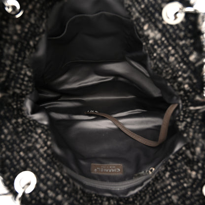 Chanel Tweed Lambskin Drawstring Tweedy Tote Brown 5 of 10