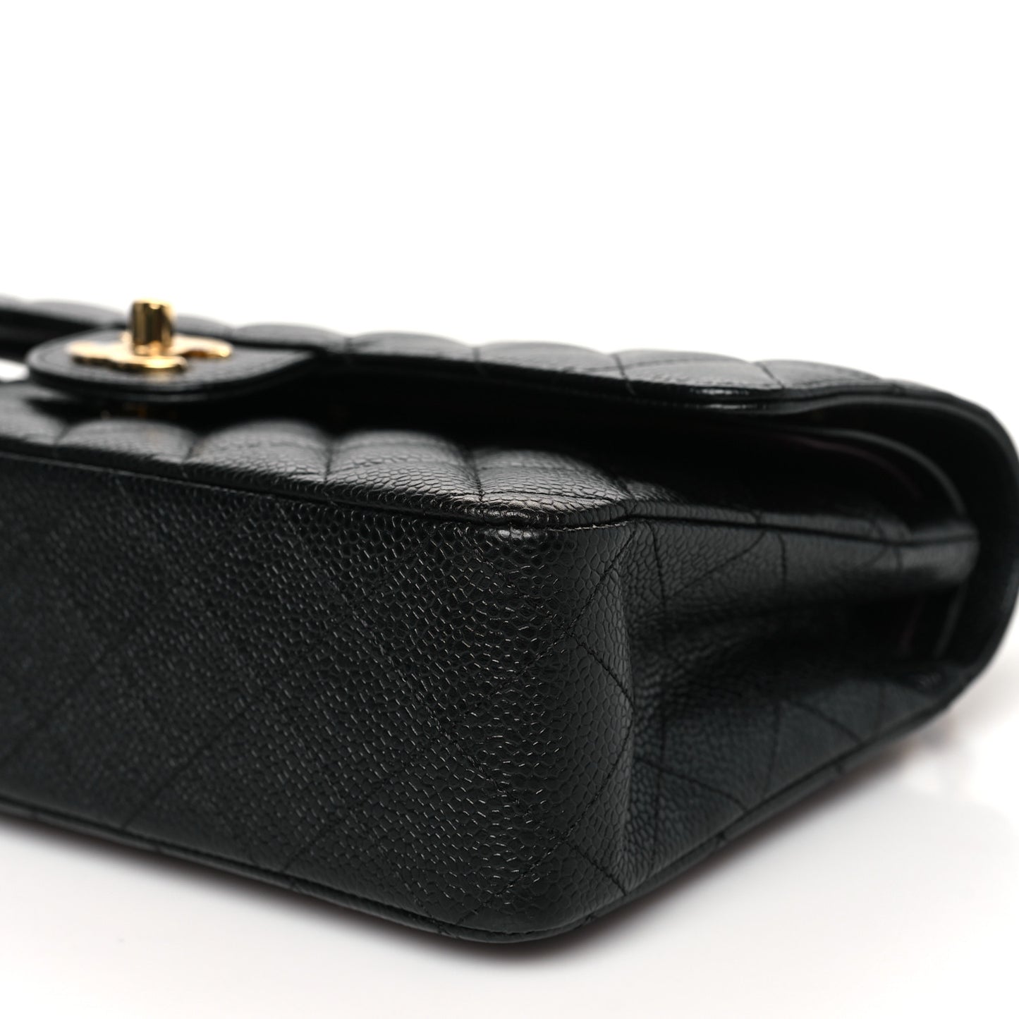 Caviar Quilted Medium Double Flap Black