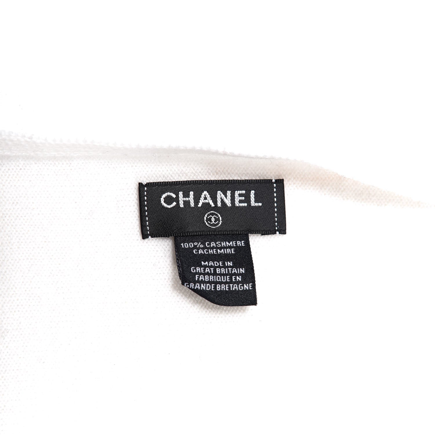Chanel Cashmere Logo Scarf White Black 4 of 5