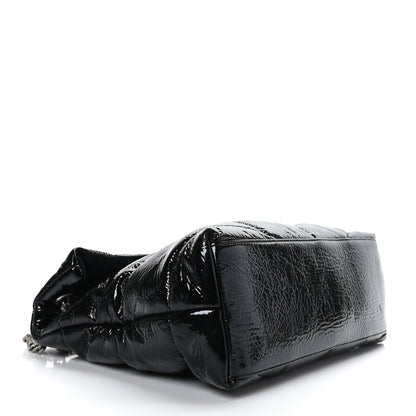 Saint Laurent Patent Lambskin Quilted Medium Loulou Puffer Monogram Chain Satchel Black 4 of 9