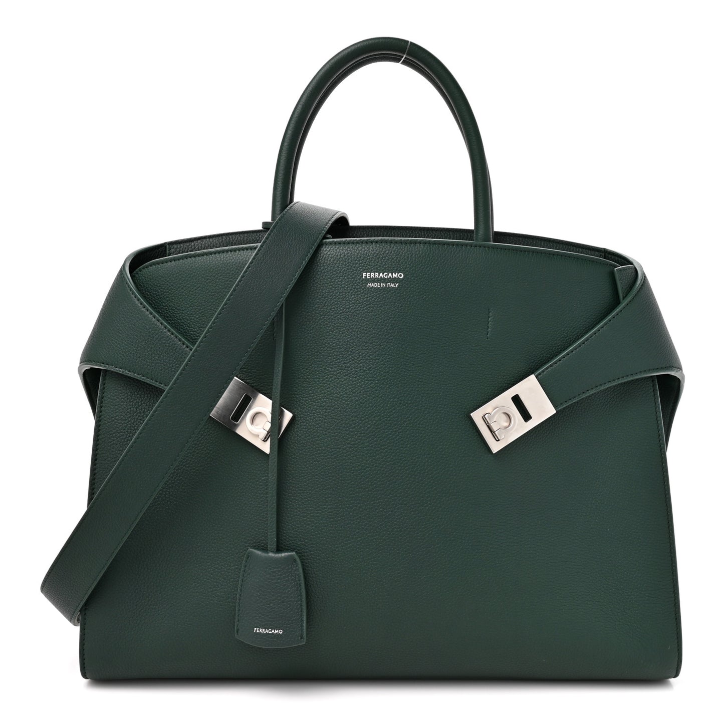 Calfskin Mens Hug Briefcase Moss Green