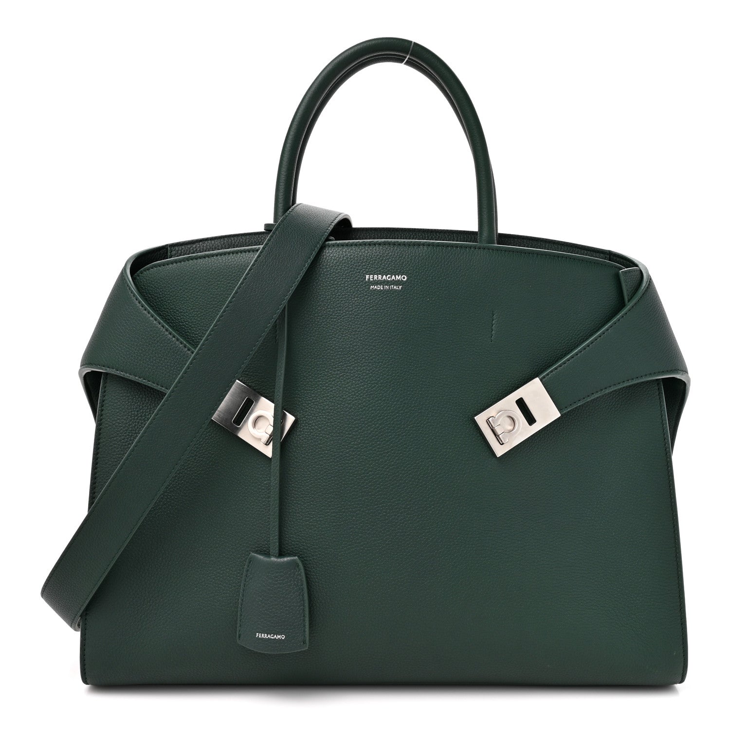 Salvatore Ferragamo Calfskin Mens Hug Briefcase Moss Green 1 of 11