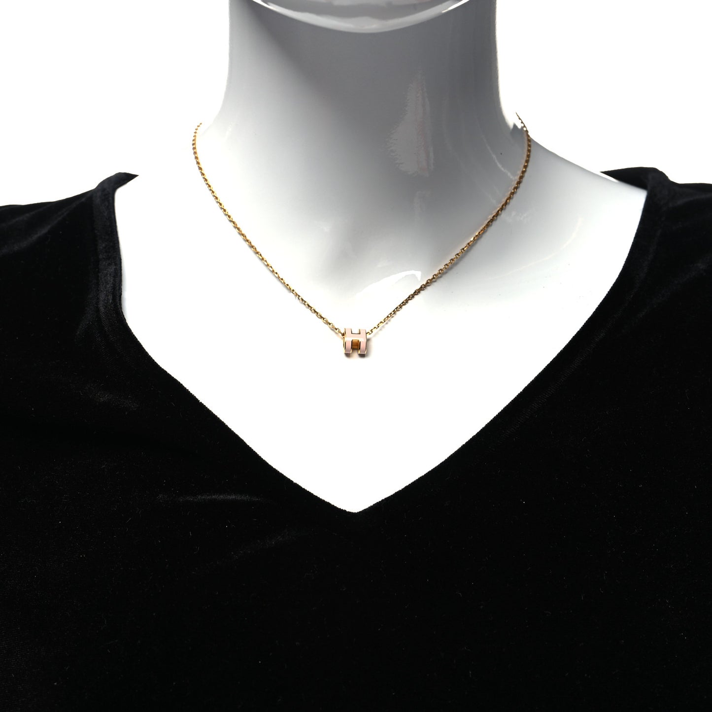 Lacquered Rose Gold Mini Pop H Pendant Necklace Rose Dragee