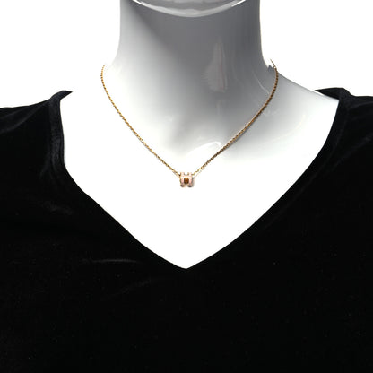 Hermes Lacquered Rose Gold Mini Pop H Pendant Necklace Rose Dragee 2 of 5