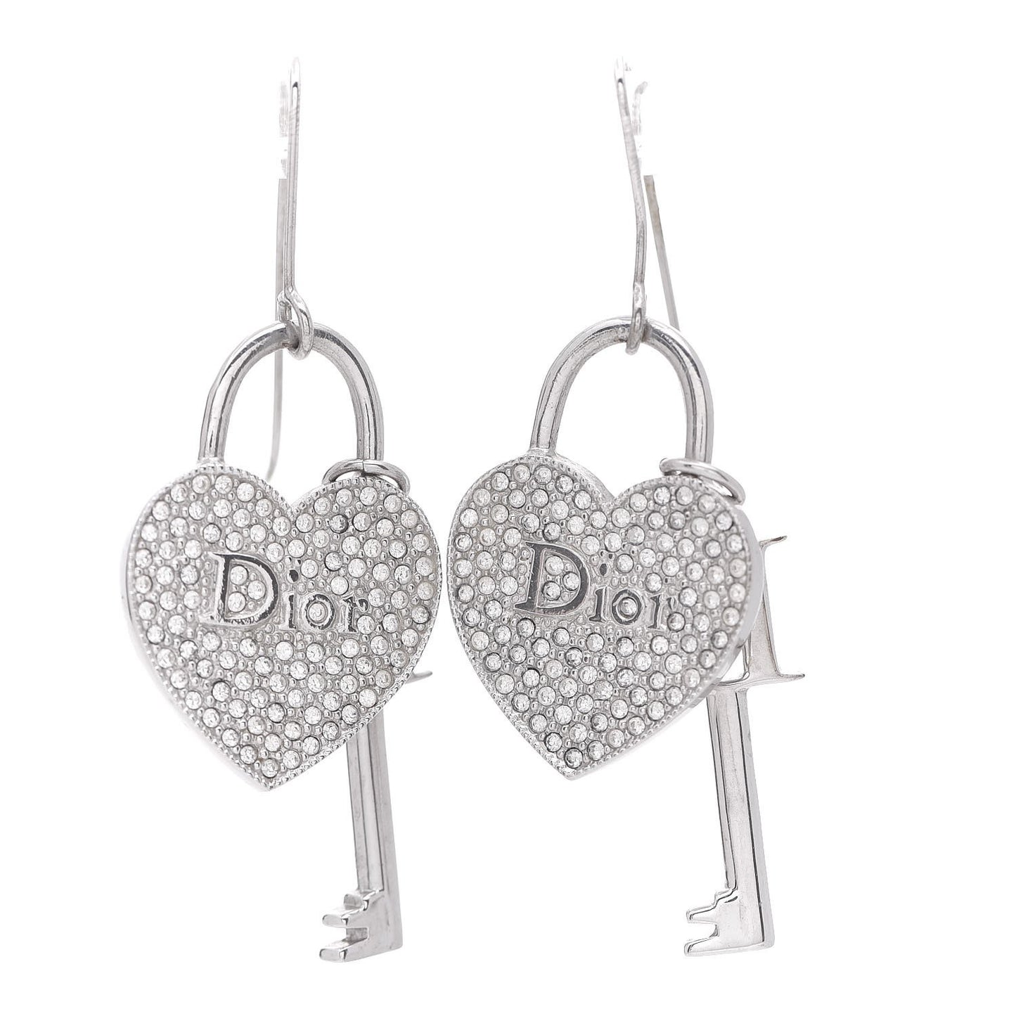Crystal Trotter Romantique Heart Lock Earrings Silver