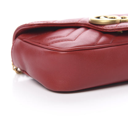 Gucci Calfskin Matelasse Super Mini GG Marmont Shoulder Bag Hibiscus Red 9 of 11