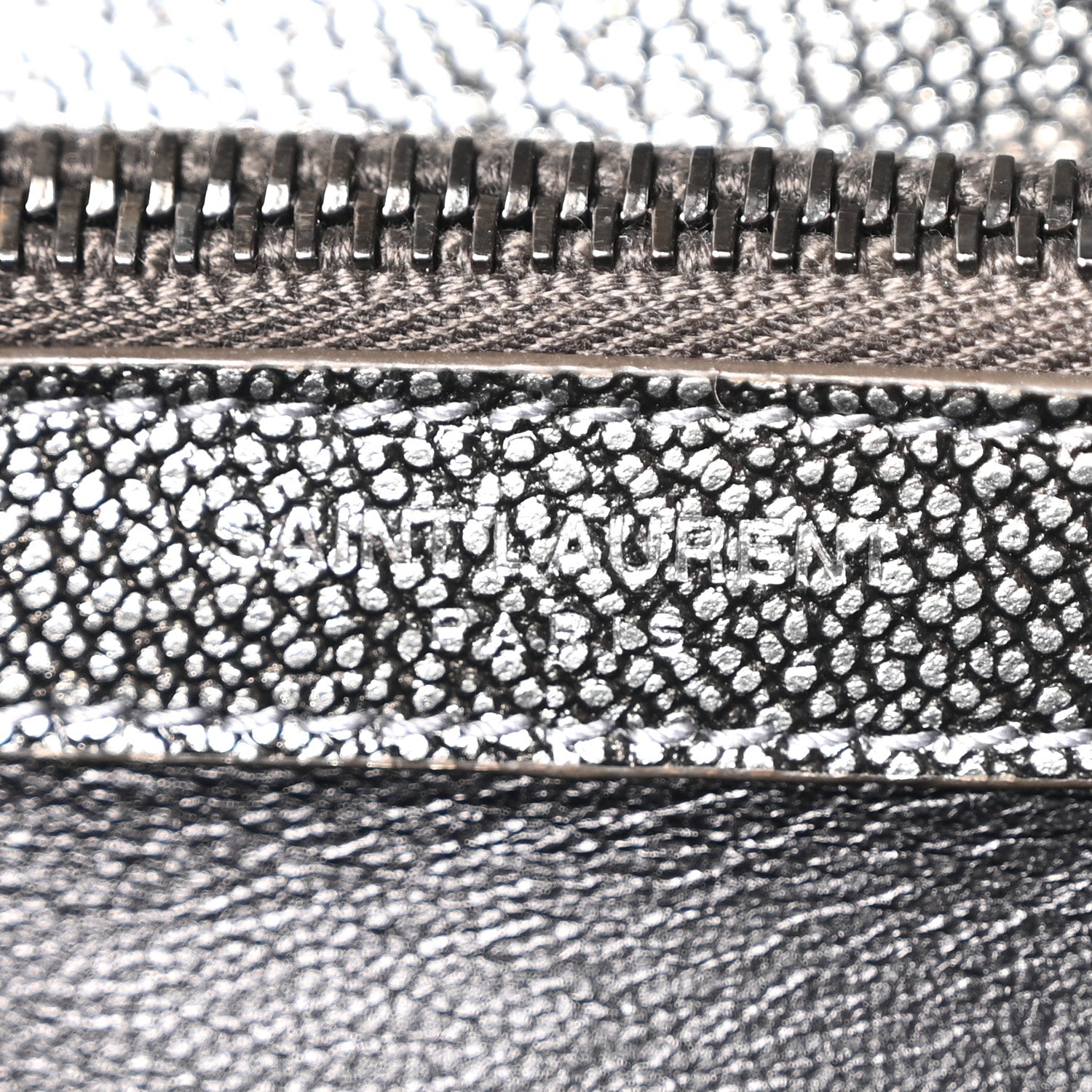 Saint Laurent Metallic Grain De Poudre Matelasse Chevron Monogram Medium College Bag Gunmetal 6 of 10