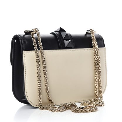 Valentino Garavani Vitello Small Glam Lock Rockstud Flap Black Light Ivory 3 of 12