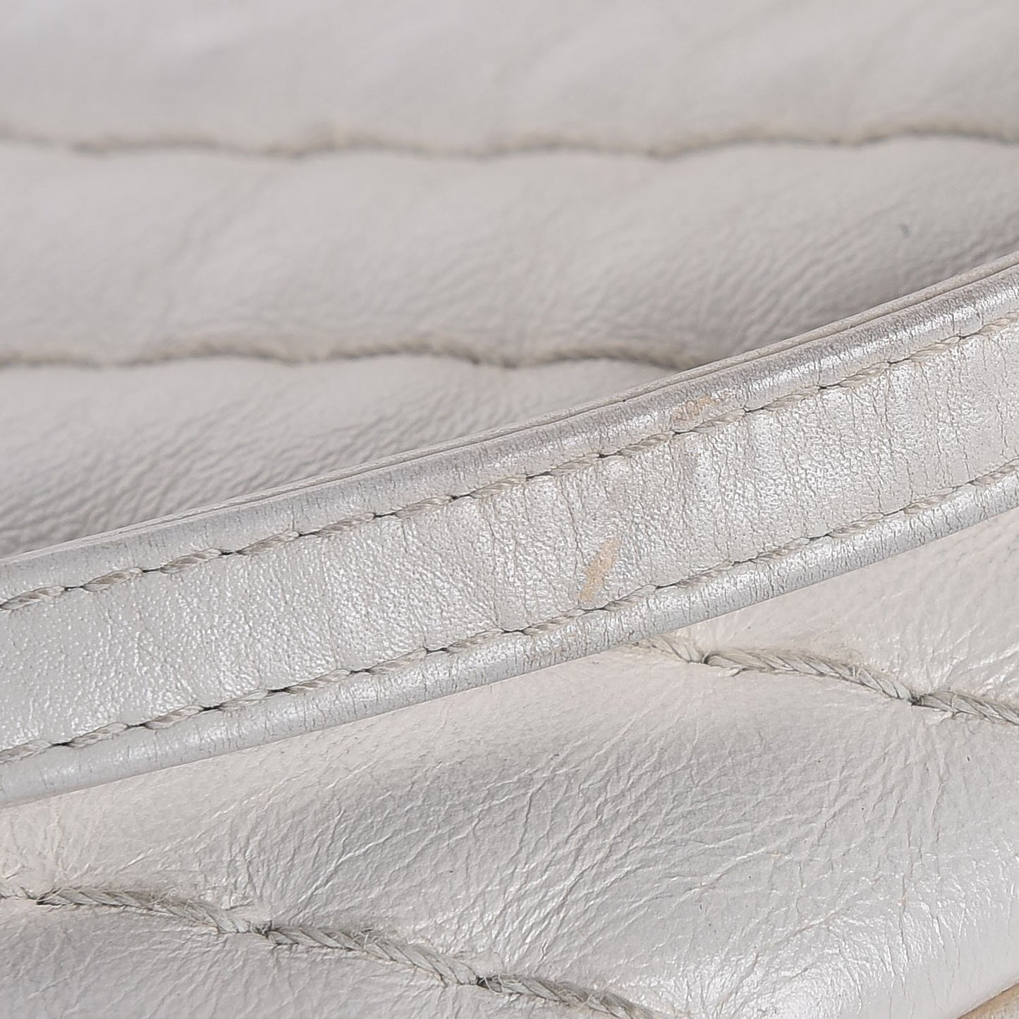 Calfskin Surpique Chevron Tote White