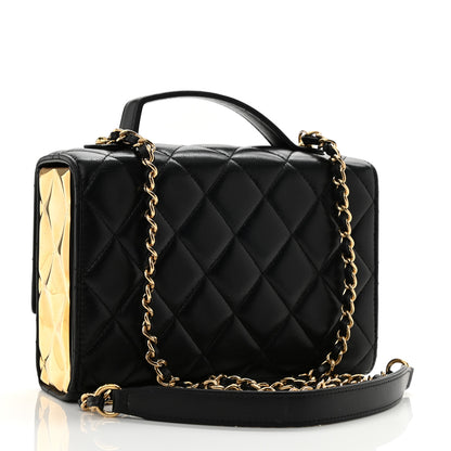 Chanel Lambskin Quilted Mini Golden Plate Flap Black 3 of 12