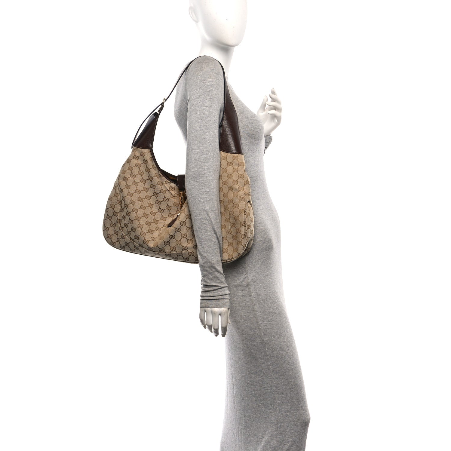 Gucci Calfskin Large Jackie 1961 Shoulder Bag Sand And Brown 2 of 10